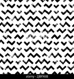 Black and white seamless pattern with zig zag doodle shapes in 80s ...