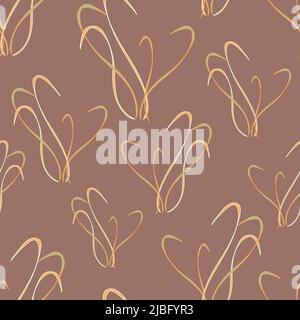 Seamless vector pattern abstract texture on beige background. Elegance wallpaper design with light curved lines. Modern fashion fabric wavy style. Stock Vector