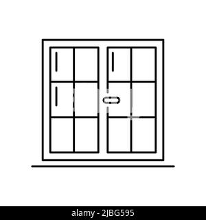 Windows icon, Linear style. Vector Architecture elements. Line icons isolated on white background. double window frames Stock Vector