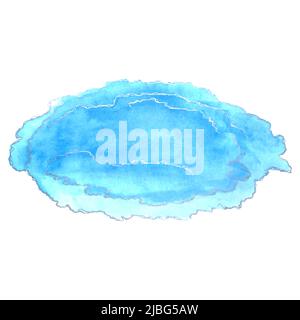 Blue watercolor abstract spot with silver outline, isolated, on white background. Vector illustration Stock Vector