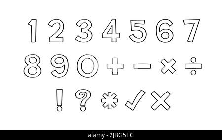 Premium Vector  Number set, hand drawn black numbers with white dotted  line, 1234567890. icons, vector