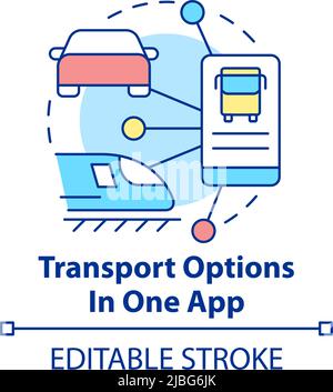 Transport options in one app concept icon Stock Vector