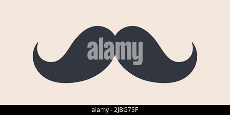 Black mustaches. Silhouette black vintage moustache isolated on white background. Symbol of Fathers day, sign for Barber Shop. Retro curly hipster moustaches, old fashion style. Vector illustration Stock Vector