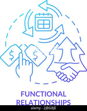 Functional relationships blue gradient concept icon Stock Vector