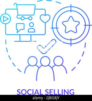 Social selling blue gradient concept icon Stock Vector