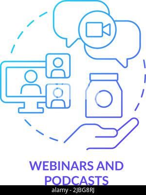 Webinars and podcasts blue gradient concept icon Stock Vector