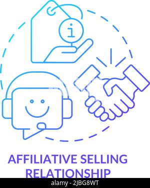 Affiliative selling relationship blue gradient concept icon Stock Vector