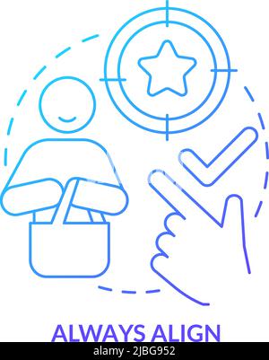 Always align blue gradient concept icon Stock Vector