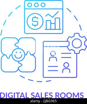 Digital sales rooms blue gradient concept icon Stock Vector