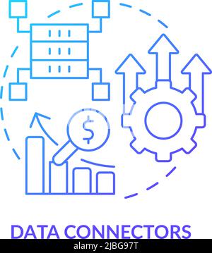 Data connectors blue gradient concept icon Stock Vector