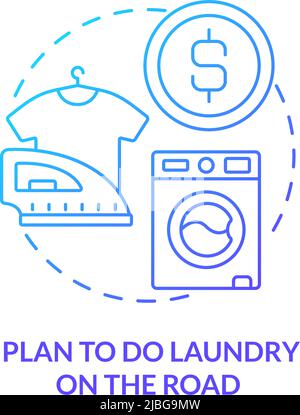 Plan to do laundry on road blue gradient concept icon Stock Vector