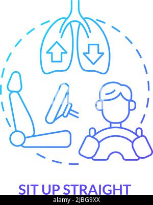Sit up straight blue gradient concept icon Stock Vector