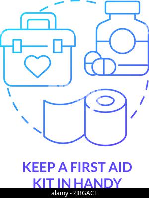 Keep first aid kit in handy blue gradient concept icon Stock Vector