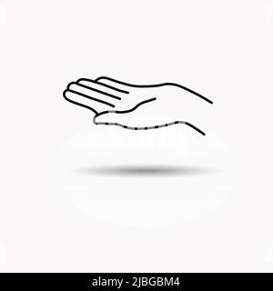 Support hand icon. Line icon- hand symbol vector sign isolated on white background. Stock Vector