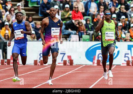 HENGELO - Christopher Taylor, Vernon Norwood and Liemarvin Bonevacia in action in the men's 400m event during the FBK Games. ANP VINCENT JANNINK Stock Photo