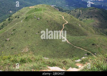 lantau trail on the range of mountain in lantau peak, lantau island, Hong Kong Stock Photo