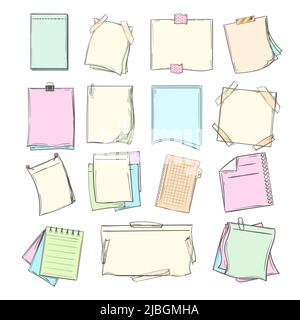 Doodle memo, hand drawn notepaper, art school sketch papers vector stock.  Paper sheet drawing, illustration office note paper Stock Vector Image & Art  - Alamy