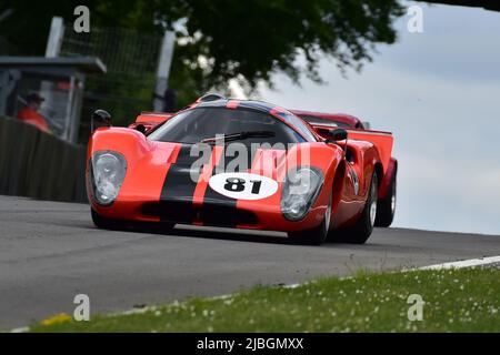 Chris Beighton, Lola T70 MK3B, Masters Sports Car Legends, a one hour optional two driver race featuring open and closed top prototype sports cars and Stock Photo