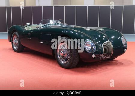 BARCELONA, SPAIN-OCTOBER 4, 2021: 1951 Jaguar C-Type (XK120-C) replica by Heritage (1999) Stock Photo