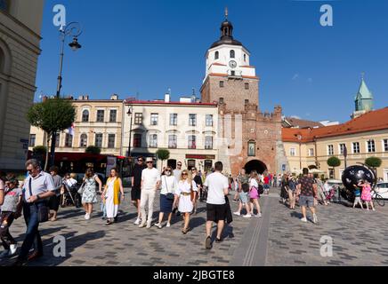 Lublin, Poland. 05 June 2022. People enjoying sunny Sunday afternoon in city centre - Karkowskie Przedmiescie Street Stock Photo