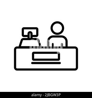 People icon vector with cashier table. cashier, Payment, service. line icon style. Simple design illustration editable Stock Vector