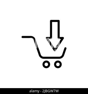 Shopping cart icon vector with download. Shopping online, buy online, online store. line icon style. Simple design illustration editable Stock Vector