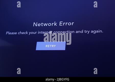 Network error warning. Concept for no internet, wifi issues, modern dependence on the internet, disconnecting, unplugging Stock Photo