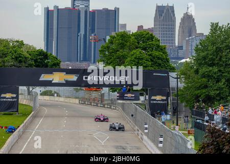 Detroit, MI, USA. 5th June, 2022. TATIANA CALDERON (11) (R) of Bogota, Columbia prepares to practice for the Chevrolet Detroit Grand Prix at Belle Isle Park in Detroit MI. (Credit Image: © Walter G. Arce Sr./ZUMA Press Wire) Stock Photo