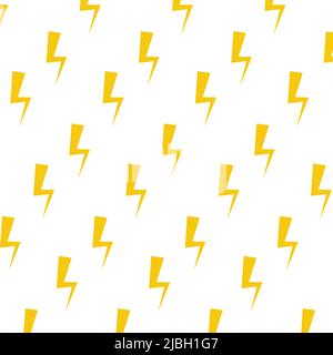 Light thunderbolt seamless pattern, stroke thunderstorm background. Vector, illustration. yellow stylized zippers, wallpaper for phone with hunderstor Stock Vector