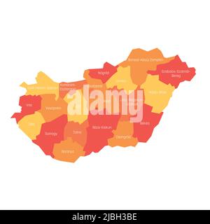 Hungary - administrative map of counties Stock Vector