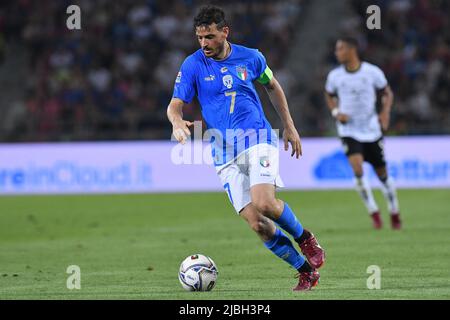Bologna, Italy , 04th June , 2022 Pictured left to right, Alessandro Florenzi of Italy     during football Nations League 2022 Italy-Germany Credit: Massimo Insabato/Alamy Live News Stock Photo
