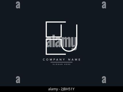 monogram EU alphabet  initial line art logo vector, initial logo, logo, logo vector, alphabet, monogram, monogram vector Stock Vector