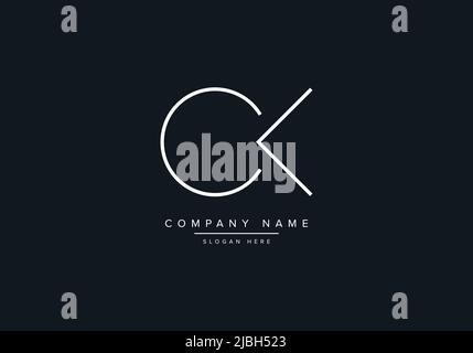 monogram CK alphabet  initial line art logo vector, initial logo, logo, logo vector, alphabet, monogram, monogram vector Stock Vector