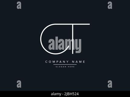 monogram CT alphabet  initial line art logo vector, initial logo, logo, logo vector, alphabet, monogram, monogram vector Stock Vector