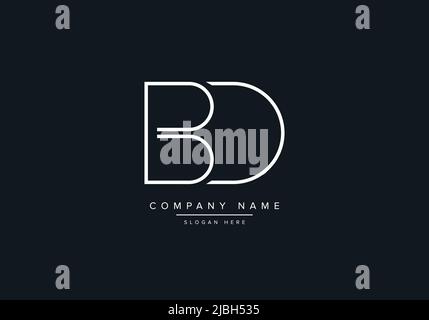 monogram BD alphabet  initial line art logo vector, initial logo, logo, logo vector, alphabet, monogram, monogram vector Stock Vector