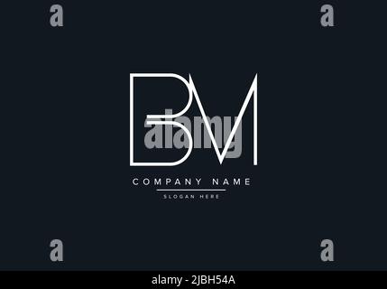 monogram BM alphabet  initial line art logo vector, initial logo, logo, logo vector, alphabet, monogram, monogram vector Stock Vector