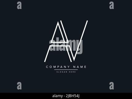monogram AV alphabet  initial line art logo vector, initial logo, logo, logo vector, alphabet, monogram, monogram vector Stock Vector