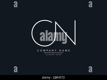monogram CN alphabet  initial line art logo vector, initial logo, logo, logo vector, alphabet, monogram, monogram vector Stock Vector