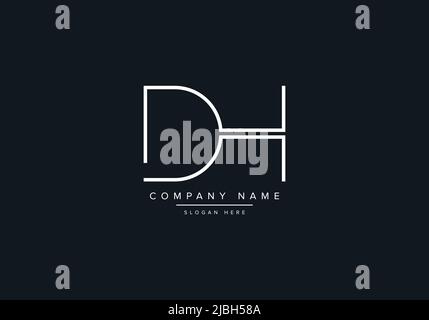 monogram DH alphabet  initial line art logo vector, initial logo, logo, logo vector, alphabet, monogram, monogram vector Stock Vector
