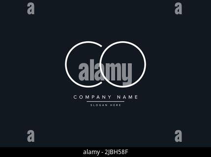 monogram CO alphabet  initial line art logo vector, initial logo, logo, logo vector, alphabet, monogram, monogram vector Stock Vector