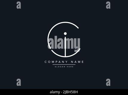 monogram CI alphabet  initial line art logo vector, initial logo, logo, logo vector, alphabet, monogram, monogram vector Stock Vector