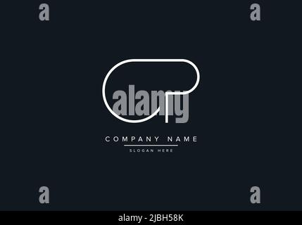 monogram CP alphabet  initial line art logo vector, initial logo, logo, logo vector, alphabet, monogram, monogram vector Stock Vector