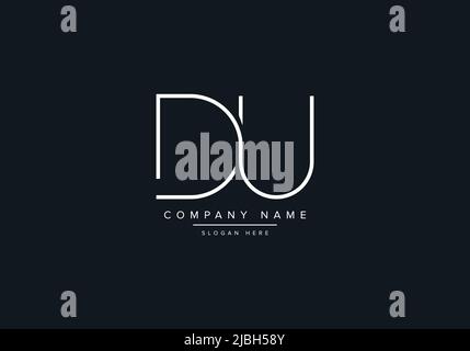 monogram DU alphabet  initial line art logo vector, initial logo, logo, logo vector, alphabet, monogram, monogram vector Stock Vector