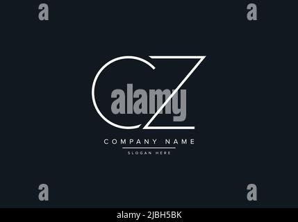 monogram CZ alphabet  initial line art logo vector, initial logo, logo, logo vector, alphabet, monogram, monogram vector Stock Vector