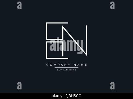 monogram EN alphabet  initial line art logo vector, initial logo, logo, logo vector, alphabet, monogram, monogram vector Stock Vector