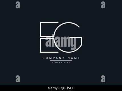 monogram EG alphabet  initial line art logo vector, initial logo, logo, logo vector, alphabet, monogram, monogram vector Stock Vector