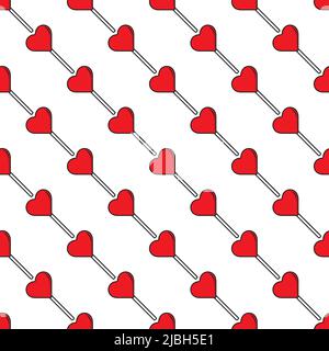 Red heart lollipop seamless pattern on white color background.  Vector illustration design template. Suitable for wedding or valentine event Stock Vector