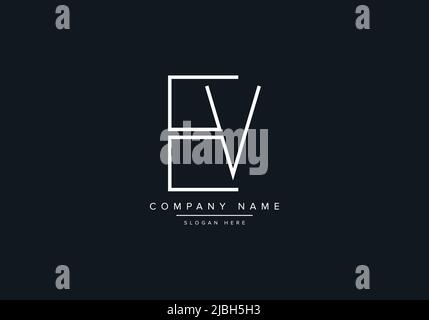 monogram EV alphabet  initial line art logo vector, initial logo, logo, logo vector, alphabet, monogram, monogram vector Stock Vector
