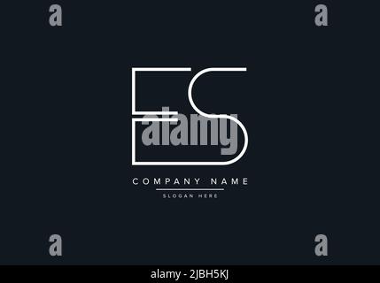 monogram ES alphabet  initial line art logo vector, initial logo, logo, logo vector, alphabet, monogram, monogram vector Stock Vector