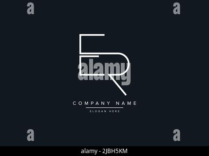 monogram ER alphabet  initial line art logo vector, initial logo, logo, logo vector, alphabet, monogram, monogram vector Stock Vector